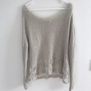 Sweater with Ribboned Cut Outs